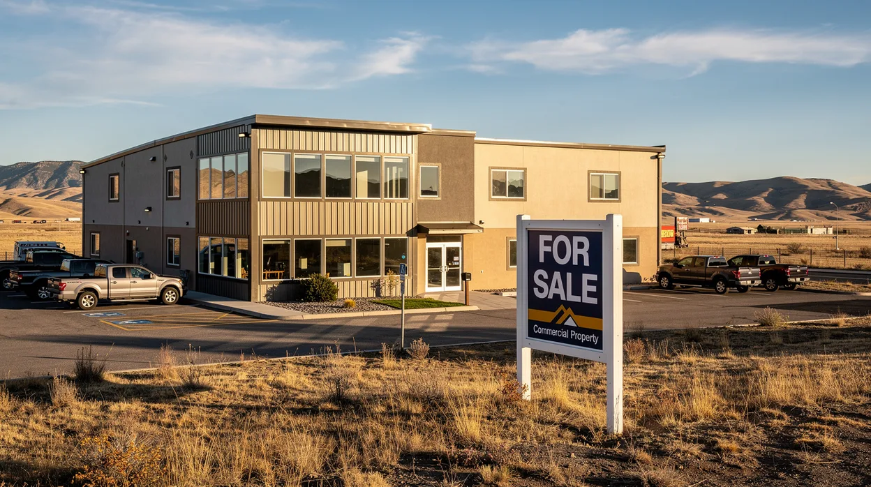 Commercial property for sale in Montana with mountains in the background